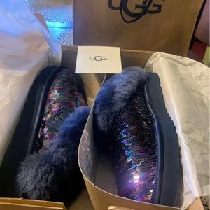 UGG Cluggette Sequin Slippers (Navy)